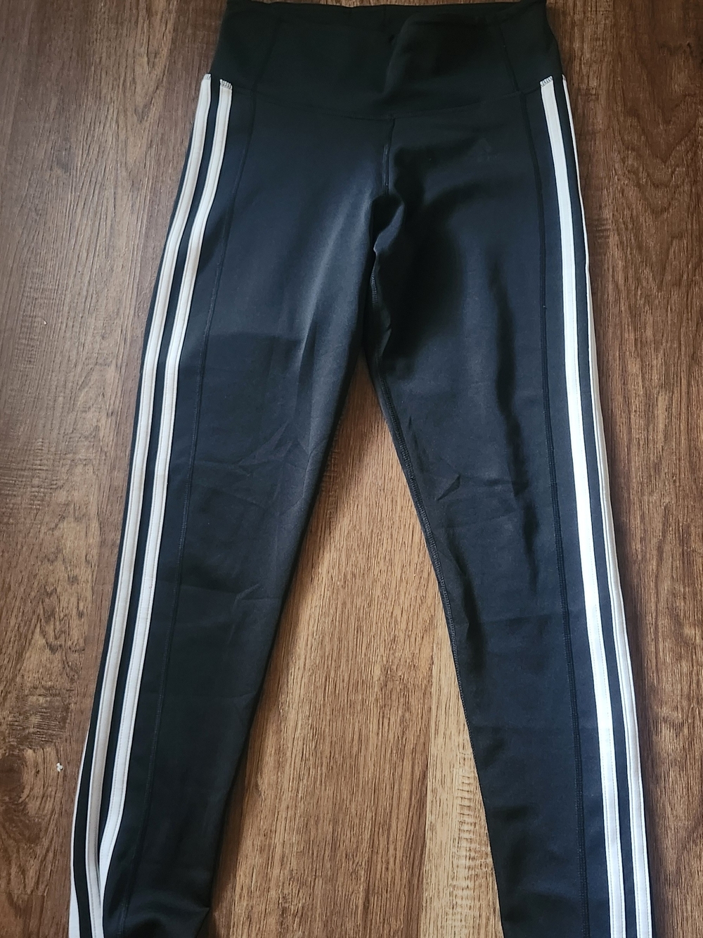 adidas Black Leggings with White Triple Side Stripes